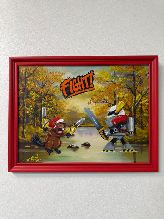 Defaced: "Beaver vs Robot" - Randall Paints